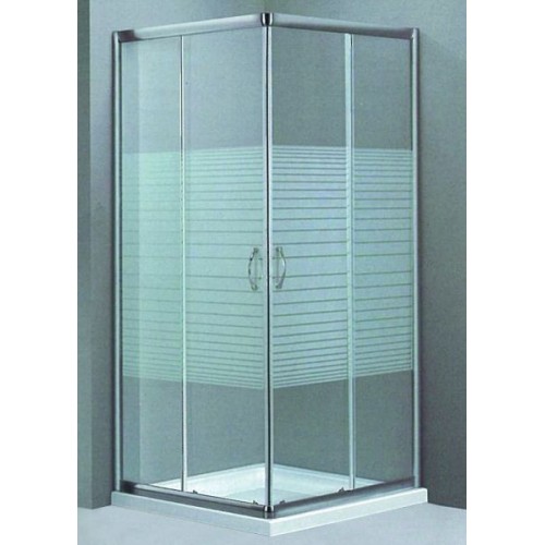 Ascot 90x90 Chrome Glass Lines